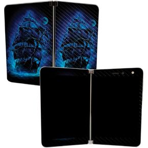 MightySkins Carbon Fiber Skin for Microsoft Surface Duo - Cyber Pirate | Protective, Durable Textured Carbon Fiber Finish | Easy to Apply, Remove, and Change Styles | Made in The USA