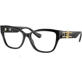 Versace ICONIC VE 3347 GB1 Black Plastic Cat-Eye Eyeglasses 52mm