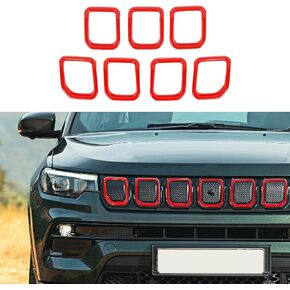 CheroCar for Jeep Compass Grille Inserts Front Grill Cover Exterior Accessories for Jeep Compass 2021-2023,Carbon Fiber……