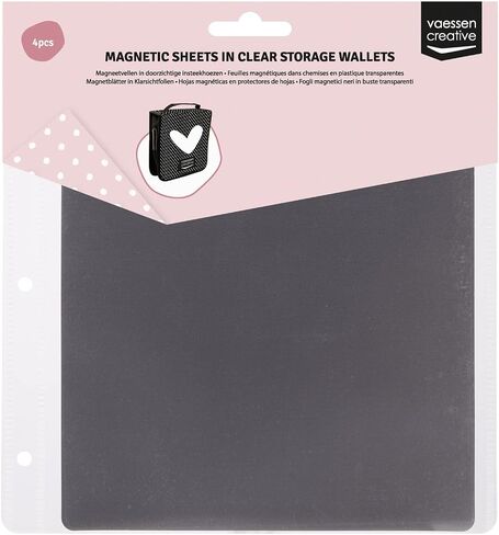 Vaessen Creative 4 Clear Storage Pockets with Magnetic Sheets to Organise and Store Cutting Dies, Embossing Folders, Embellishments and Other Craft Supplies, 7.8 x 7.8 inches in Saudi Arabia