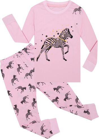 Qtake Fashion Girls Pajamas Toddler Pjs Set 100% Cotton Kids Sleepwear 2 Piece Child Clothes Size 2-12 Years in Saudi Arabia