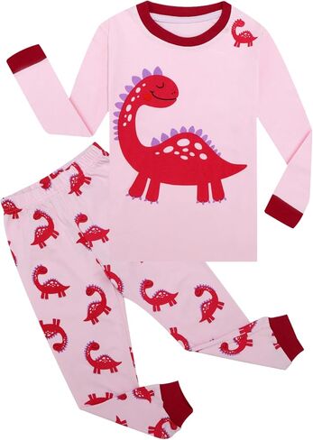 Qtake Fashion Girls Pajamas Toddler Pjs Set 100% Cotton Kids Sleepwear 2 Piece Child Clothes Size 2-12 Years in Saudi Arabia