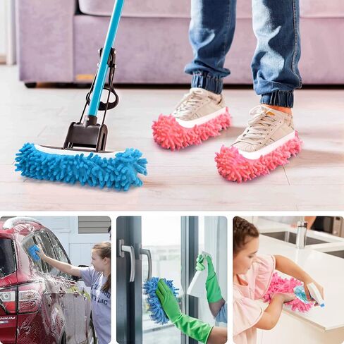10 Pieces Mop Slippers for Floor Cleaning, Washable Reusable Shoes Cover, Microfiber Dust Mops Mop Socks for Women Men Foot Dust Hair Cleaners Sweeping House Office Bathroom Kitchen in Saudi Arabia