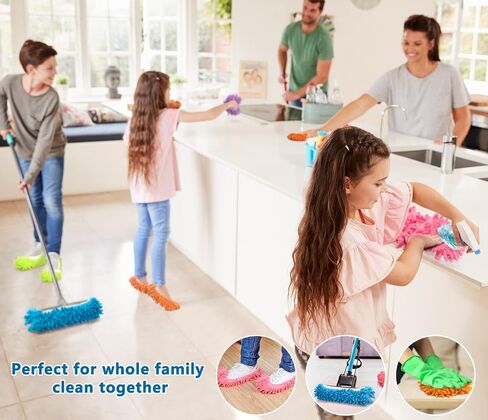 10 Pieces Mop Slippers for Floor Cleaning, Washable Reusable Shoes Cover, Microfiber Dust Mops Mop Socks for Women Men Foot Dust Hair Cleaners Sweeping House Office Bathroom Kitchen in Saudi Arabia