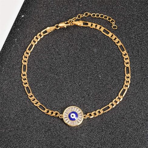 Evil Eye Hamsa Hand Charm Anklet for Women Teen Girls, Dainty Handmade Sideways Hanging Evil Eye Real 14K Gold / 18K Gold/Silver Ankle Bracelet Minimalist Jewelry in Kuwait