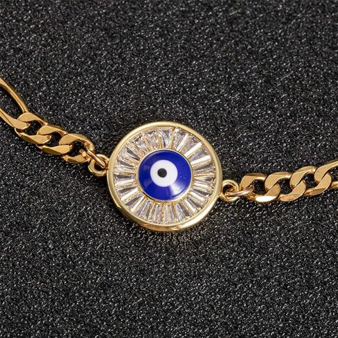 Evil Eye Hamsa Hand Charm Anklet for Women Teen Girls, Dainty Handmade Sideways Hanging Evil Eye Real 14K Gold / 18K Gold/Silver Ankle Bracelet Minimalist Jewelry in Kuwait