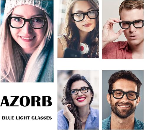 AZorb Blue Light Blocking Glasses for Women Men Fashion Computer Gaming Reading Thick Square Frame Fake Clear Lens Glasses in Saudi Arabia