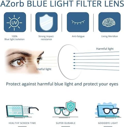 AZorb Blue Light Blocking Glasses for Women Men Fashion Computer Gaming Reading Thick Square Frame Fake Clear Lens Glasses in Saudi Arabia