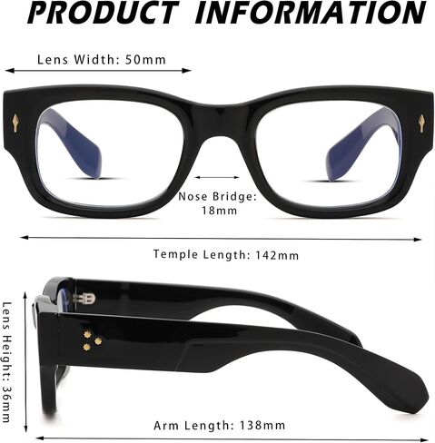AZorb Blue Light Blocking Glasses for Women Men Fashion Computer Gaming Reading Thick Square Frame Fake Clear Lens Glasses in Saudi Arabia
