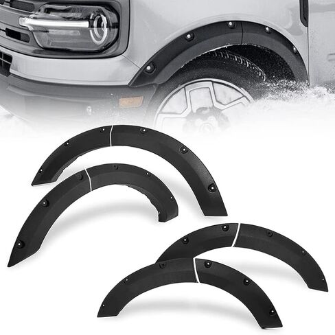 TECTICO Wheel Fender Flares متوافقة مع Bronco Sport 2021 2022 2023 2024، واقي غطاء العجلة الأمامية والخلفية، مجموعة الإطارات الجانبية، 4 قطع in Kuwait