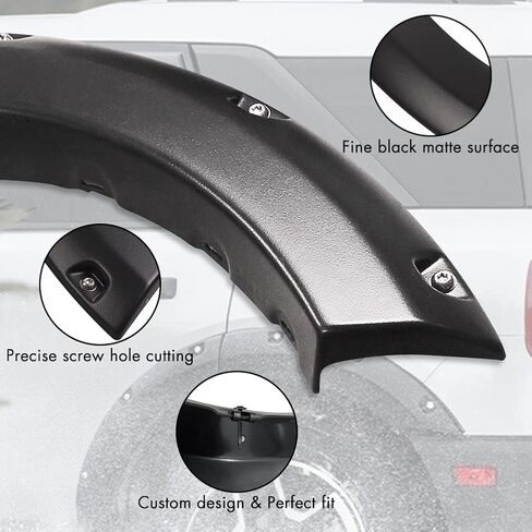 TECTICO Wheel Fender Flares متوافقة مع Bronco Sport 2021 2022 2023 2024، واقي غطاء العجلة الأمامية والخلفية، مجموعة الإطارات الجانبية، 4 قطع in Kuwait