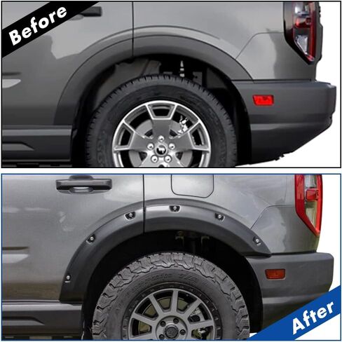 TECTICO Wheel Fender Flares متوافقة مع Bronco Sport 2021 2022 2023 2024، واقي غطاء العجلة الأمامية والخلفية، مجموعة الإطارات الجانبية، 4 قطع in Kuwait