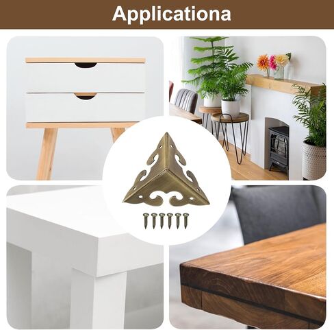uxcell 4 Pcs Metal Box Corner Protectors 1.38"x1.38" Furniture Corner Guards Decorative with Mounting Screws for Table Cabinets Furniture Wooden Case, Bronze in Saudi Arabia