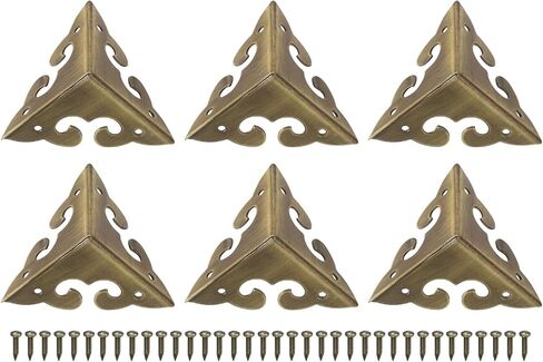 uxcell 4 Pcs Metal Box Corner Protectors 1.38"x1.38" Furniture Corner Guards Decorative with Mounting Screws for Table Cabinets Furniture Wooden Case, Bronze in Saudi Arabia