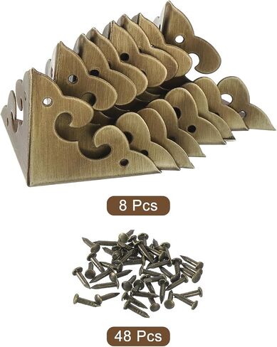 uxcell 4 Pcs Metal Box Corner Protectors 1.38"x1.38" Furniture Corner Guards Decorative with Mounting Screws for Table Cabinets Furniture Wooden Case, Bronze in Saudi Arabia