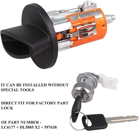 Ignition Switch Lock Cylinder Door Lock Cylinder with Keys Compatible for 1997-2003 Ford F150 | 1997-07 F250 F350 | Lincoln Blackwood, Navigator | Replace LC6177 + DL5885 X2 + 597638(No chip) in Saudi Arabia