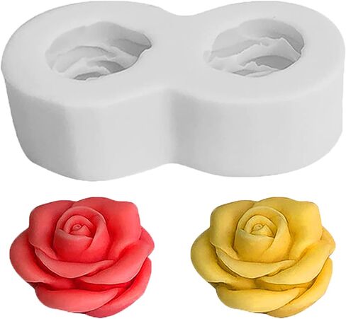 ONNPNN 2 قوالب شموع على شكل وردة، قوالب سيليكون وردية ثلاثية الأبعاد، قالب صابون راتنج الورد الكبير، قوالب حلوى حلوى الشوكولاتة المصنوعة يدويًا، لتزيين الكعك من الطين وزخارف قنبلة الحمام in Kuwait