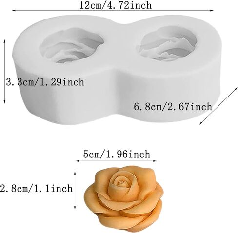 ONNPNN 2 قوالب شموع على شكل وردة، قوالب سيليكون وردية ثلاثية الأبعاد، قالب صابون راتنج الورد الكبير، قوالب حلوى حلوى الشوكولاتة المصنوعة يدويًا، لتزيين الكعك من الطين وزخارف قنبلة الحمام in Kuwait