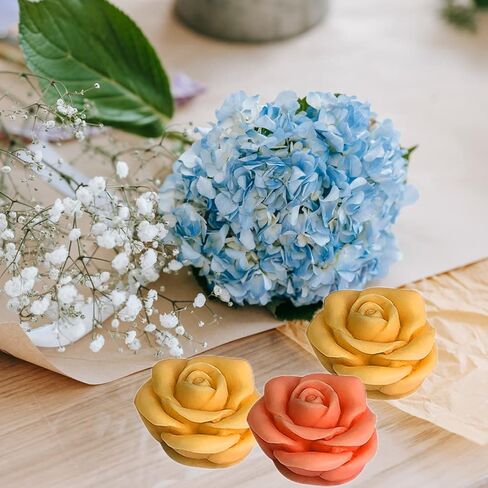 ONNPNN 2 قوالب شموع على شكل وردة، قوالب سيليكون وردية ثلاثية الأبعاد، قالب صابون راتنج الورد الكبير، قوالب حلوى حلوى الشوكولاتة المصنوعة يدويًا، لتزيين الكعك من الطين وزخارف قنبلة الحمام in Kuwait