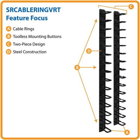 Tripp Lite SRCABLERINGVRT SmartRack 6 Feet Vertical Cable Manager Flexible ring type & toolless mounting in Saudi Arabia