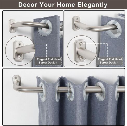 28-84 بوصة ملفوفة حول قضيب الستارة للنوافذ، قضبان ستائر قابلة للتعديل مقاس 1 بوصة لتعتيم الغرفة، قضيب ستائر فردي منحني معدني بسمك 0.6 مم، نيكل مصقول in Kuwait