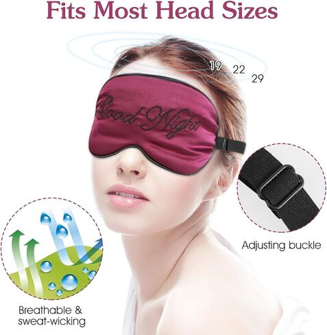 4Pcs Satin Sleeping Mask Soft Blackout Eye Mask Eye Cover Mask with Adjustable Strap Comfortable Letter Embroidered Elastic Strap Blindfold for Women Men Kids Full Night Sleep Nap Meditation Travel in Saudi Arabia