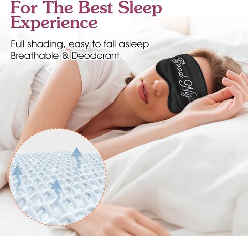 4Pcs Satin Sleeping Mask Soft Blackout Eye Mask Eye Cover Mask with Adjustable Strap Comfortable Letter Embroidered Elastic Strap Blindfold for Women Men Kids Full Night Sleep Nap Meditation Travel in Saudi Arabia