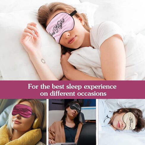4Pcs Satin Sleeping Mask Soft Blackout Eye Mask Eye Cover Mask with Adjustable Strap Comfortable Letter Embroidered Elastic Strap Blindfold for Women Men Kids Full Night Sleep Nap Meditation Travel in Saudi Arabia
