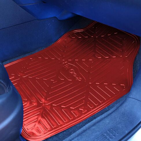 FH Group Automotive Floor Mats - Heavy-Duty Metallic Rubber Floor Mats for Cars, Universal Fit Full Set, ClimaProof Floor Mats, Trimmable Floor Mats For Most Sedan, SUV, Truck Floor Mats Red in Saudi Arabia