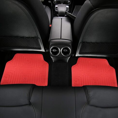 FH Group Automotive Floor Mats - Heavy-Duty Metallic Rubber Floor Mats for Cars, Universal Fit Full Set, ClimaProof Floor Mats, Trimmable Floor Mats For Most Sedan, SUV, Truck Floor Mats Red in Saudi Arabia