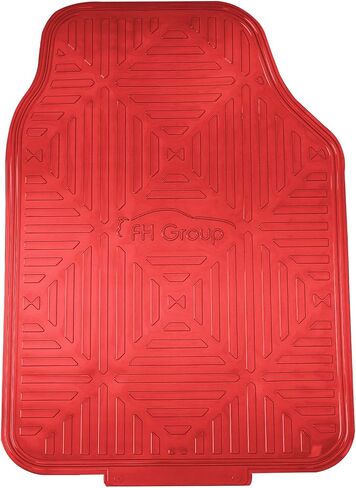 FH Group Automotive Floor Mats - Heavy-Duty Metallic Rubber Floor Mats for Cars, Universal Fit Full Set, ClimaProof Floor Mats, Trimmable Floor Mats For Most Sedan, SUV, Truck Floor Mats Red in Saudi Arabia