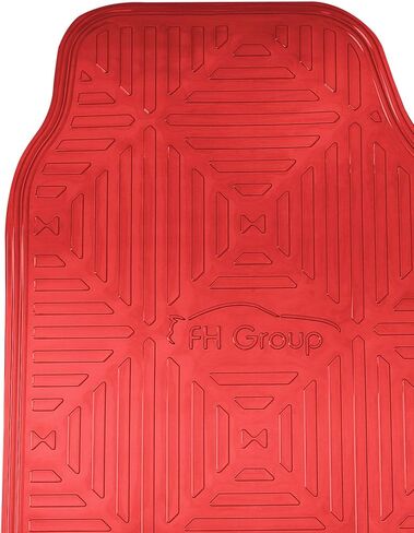 FH Group Automotive Floor Mats - Heavy-Duty Metallic Rubber Floor Mats for Cars, Universal Fit Full Set, ClimaProof Floor Mats, Trimmable Floor Mats For Most Sedan, SUV, Truck Floor Mats Red in Saudi Arabia