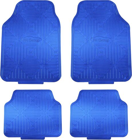 FH Group Automotive Floor Mats - Heavy-Duty Metallic Rubber Floor Mats for Cars, Universal Fit Full Set, ClimaProof Floor Mats, Trimmable Floor Mats For Most Sedan, SUV, Truck Floor Mats Red in Saudi Arabia