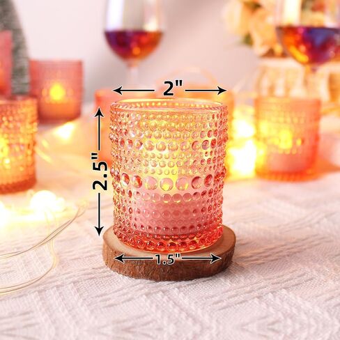 12 قطعة من حاملات الشموع النذرية (وردي)، حامل شموع شموع زجاجية بكميات كبيرة، حامل شموع زجاجي لديكور الزفاف، قطعة مركزية للطاولة، ديكور المنزل وديكور العطلات in Kuwait