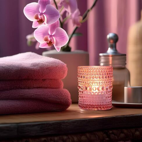 12 قطعة من حاملات الشموع النذرية (وردي)، حامل شموع شموع زجاجية بكميات كبيرة، حامل شموع زجاجي لديكور الزفاف، قطعة مركزية للطاولة، ديكور المنزل وديكور العطلات in Kuwait