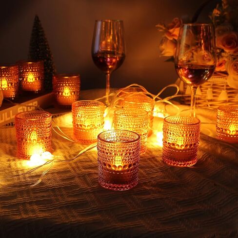 12 قطعة من حاملات الشموع النذرية (وردي)، حامل شموع شموع زجاجية بكميات كبيرة، حامل شموع زجاجي لديكور الزفاف، قطعة مركزية للطاولة، ديكور المنزل وديكور العطلات in Kuwait