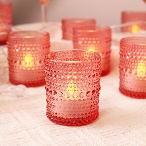 12 قطعة من حاملات الشموع النذرية (وردي)، حامل شموع شموع زجاجية بكميات كبيرة، حامل شموع زجاجي لديكور الزفاف، قطعة مركزية للطاولة، ديكور المنزل وديكور العطلات in Kuwait