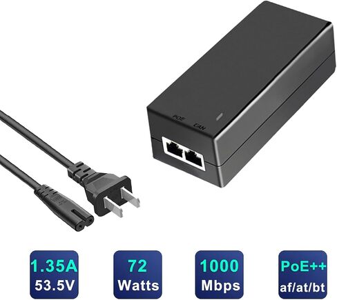 حاقن POE 53.5vdc PoE وحدة إمداد الطاقة 10/100Mbps RJ45 منفذ الطاقة عبر إيثرنت 48 فولت/52 فولت للأغراض العامة 15.5 واط مخرج التوصيل والتشغيل in Saudi Arabia