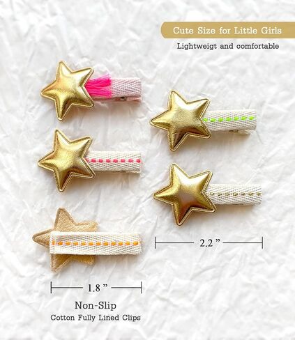 Star Hair Clips for Girls, 10 Pcs Glitter Silver & Gold Fully Lined Alligator Clips, Non Slip Baby Barrettes Hair Pins Accessories for Toddlers Kids' Fine Hair in Saudi Arabia