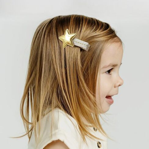 Star Hair Clips for Girls, 10 Pcs Glitter Silver & Gold Fully Lined Alligator Clips, Non Slip Baby Barrettes Hair Pins Accessories for Toddlers Kids' Fine Hair in Saudi Arabia