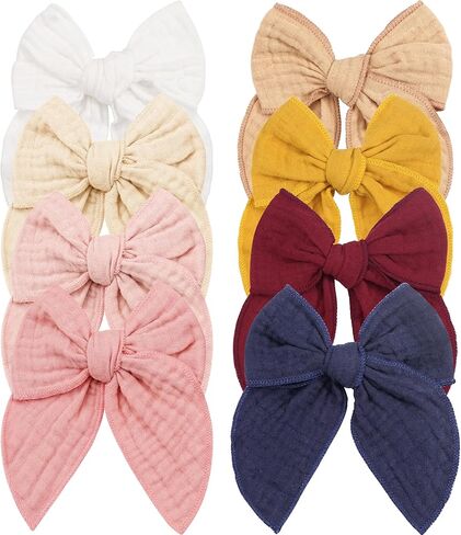 8 قطع من أقواس الشعر للفتيات من CÉLLOT، مصنوعة من القطن والكتان مقاس 5 بوصات، أقواس شعر تمساح للفتيات الصغيرات والأطفال الصغار إكسسوارات شعر مصنوعة يدويًا in Kuwait