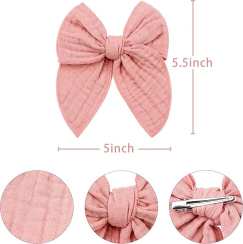 8 قطع من أقواس الشعر للفتيات من CÉLLOT، مصنوعة من القطن والكتان مقاس 5 بوصات، أقواس شعر تمساح للفتيات الصغيرات والأطفال الصغار إكسسوارات شعر مصنوعة يدويًا in Kuwait