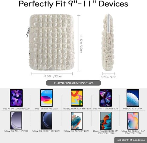 حقيبة كمبيوتر لوحي مقاس 9-11 بوصة من Dadanism لجهاز iPad 10th Gen 10.9 بوصة iPad Air 5/4، iPad 9/8/7th 10.2، iPad Air 11 بوصة iPad Pro، حقيبة حمل سحابية ذات مربعات الفقاعات مع جيب لجهاز Galaxy Tab A8/S9 FE /A9+، أرجواني in Kuwait