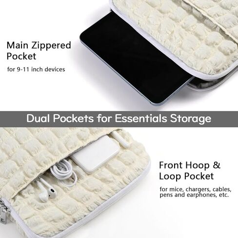 حقيبة كمبيوتر لوحي مقاس 9-11 بوصة من Dadanism لجهاز iPad 10th Gen 10.9 بوصة iPad Air 5/4، iPad 9/8/7th 10.2، iPad Air 11 بوصة iPad Pro، حقيبة حمل سحابية ذات مربعات الفقاعات مع جيب لجهاز Galaxy Tab A8/S9 FE /A9+، أرجواني in Kuwait