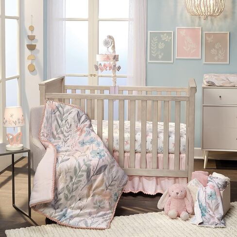 Lambs & Ivy Baby Blooms 3-Piece Pink Floral/Butterfly Baby Crib Bedding Set in Saudi Arabia