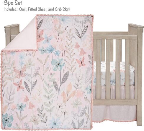 Lambs & Ivy Baby Blooms 3-Piece Pink Floral/Butterfly Baby Crib Bedding Set in Saudi Arabia