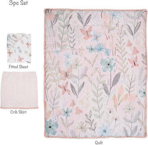 Lambs & Ivy Baby Blooms 3-Piece Pink Floral/Butterfly Baby Crib Bedding Set in Saudi Arabia