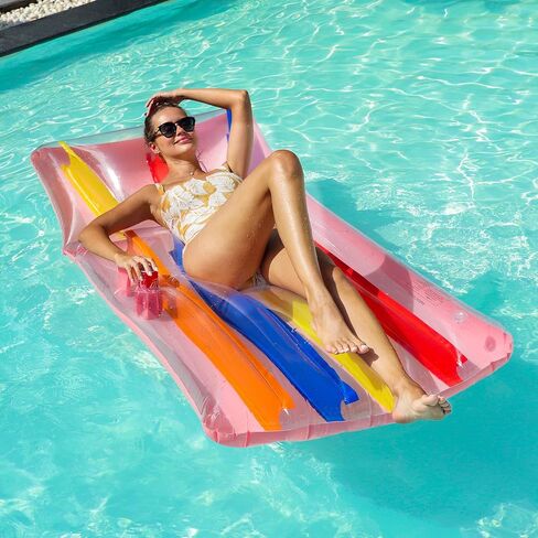 2 Pack Pool Floats Adults with Cup Holder, 72'' Inflatable Floaties Pool Lounger Raft Lake Floats for Adults Heavy Duty in Saudi Arabia