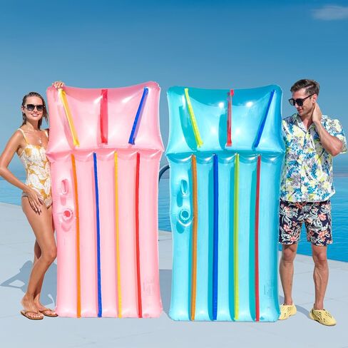 2 Pack Pool Floats Adults with Cup Holder, 72'' Inflatable Floaties Pool Lounger Raft Lake Floats for Adults Heavy Duty in Saudi Arabia