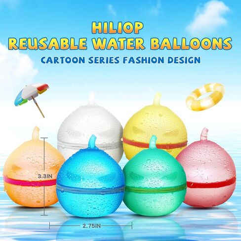 Hiliop 16PCS Reusable Water Balloons for Kids, Resealable Water Balloons Refillable Water Balloons Self Sealing Quick Fill with Mesh Bag in Saudi Arabia